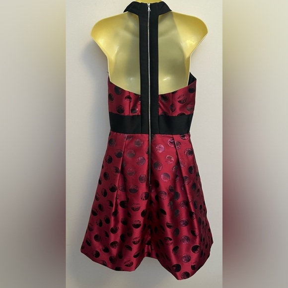 Theia Red Pleated Fit and Flare Cocktail Dress - Picture 2 of 10